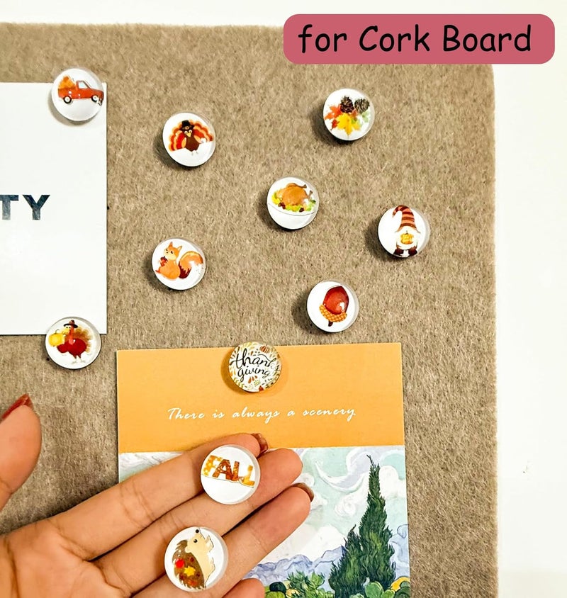 Tandarui 24Pcs Thanksgiving Decorative Push Pins Fall Theme Thumbtacks for Photo Wall, Bulletin Board, Whiteboard,Feature Wall, Cork Board, Map, Office or Home Decor (Thanksgiving) - Image 5